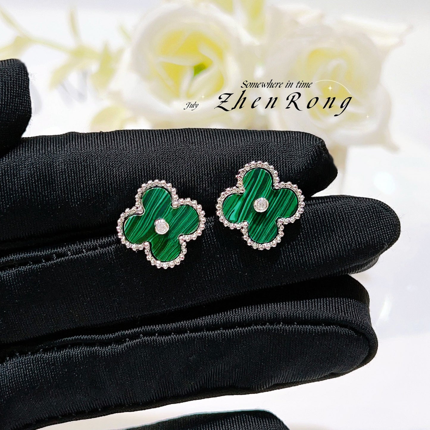 Lucky Clover Pendant Necklace Bracelet Set