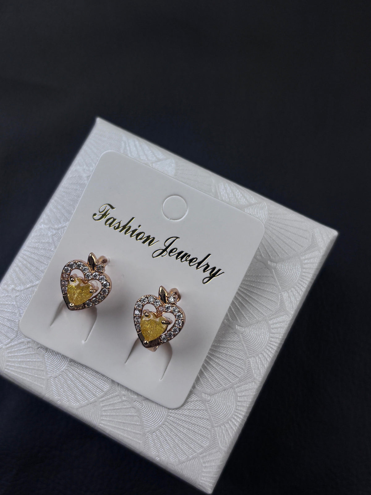 Cute Yellow Heart Apple‑Shaped Crystal Stud Earrings for Daily Wear