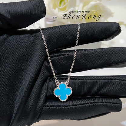 Lucky Clover Pendant Necklace Bracelet Set