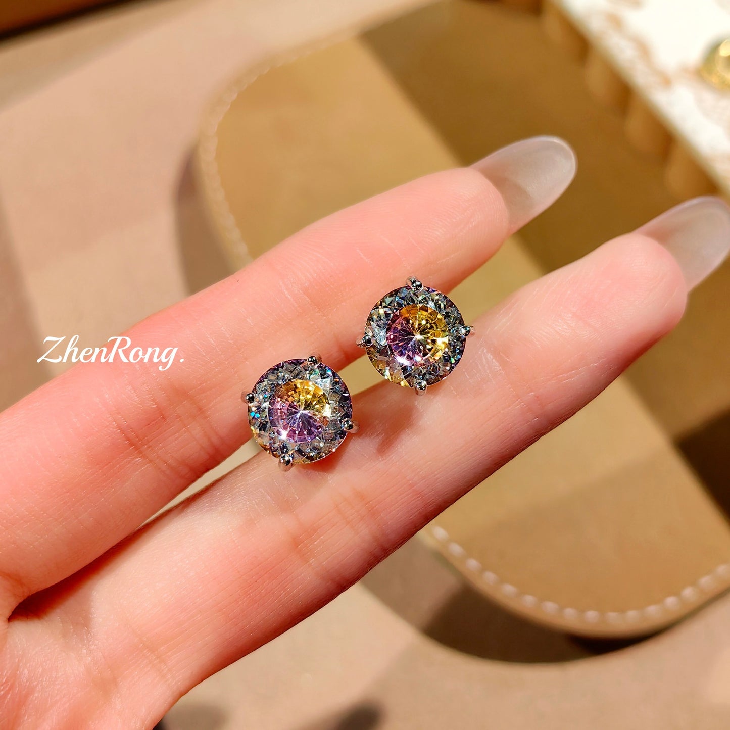 Colorful zircon ring