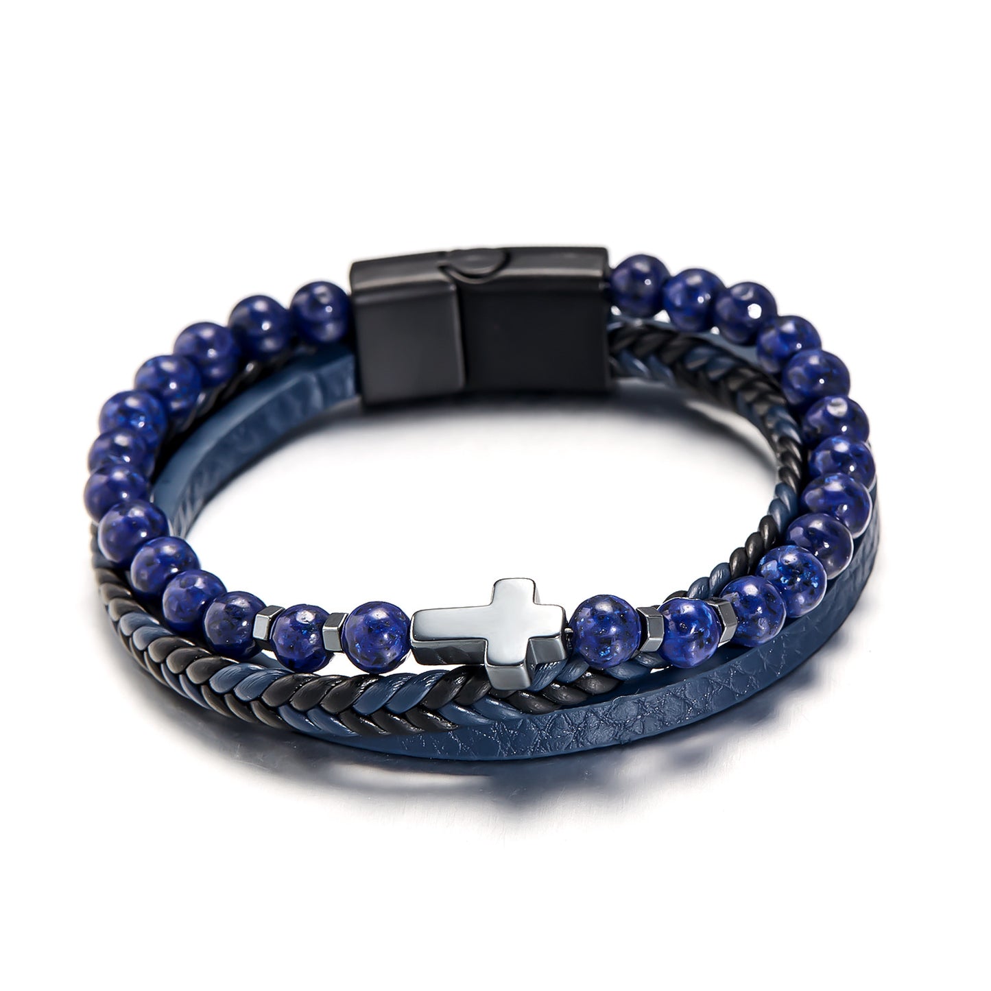 Obsidian multi-layer woven bracelet