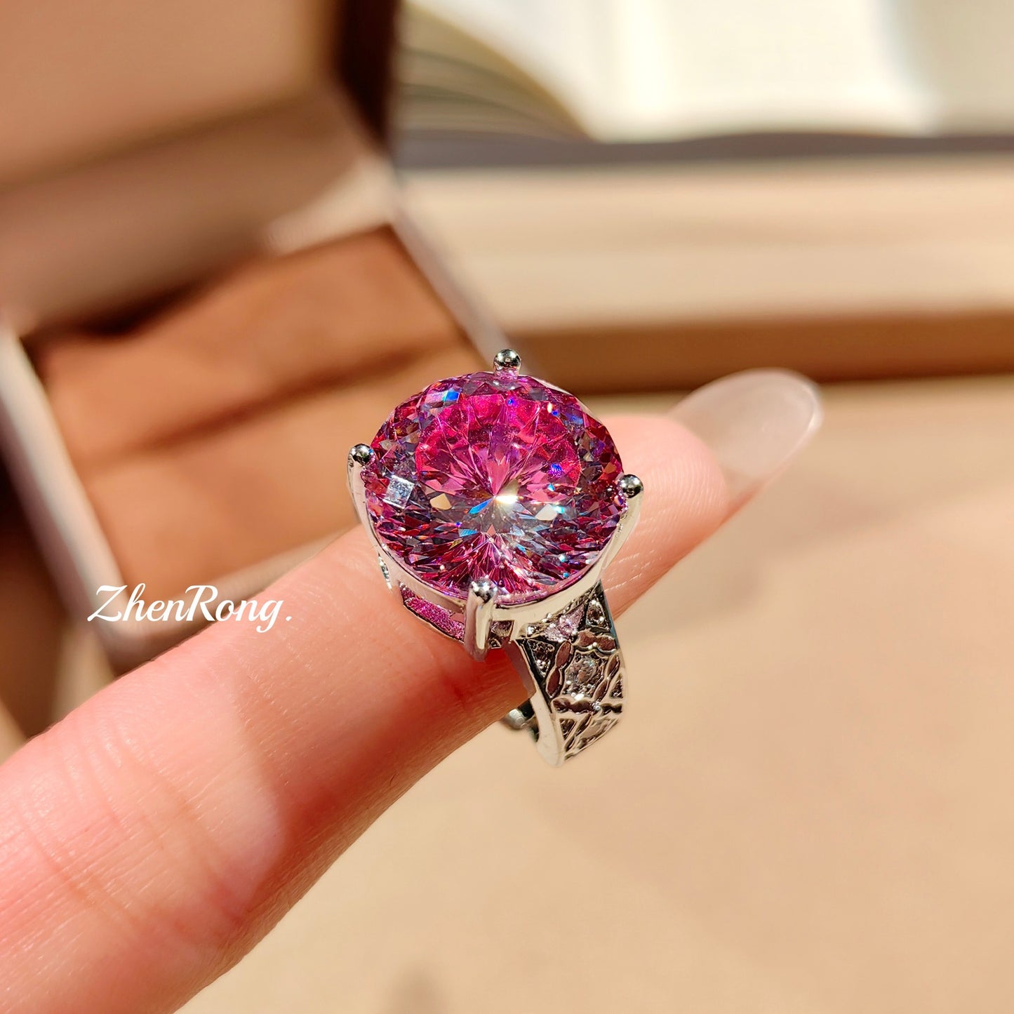 Colorful zircon ring
