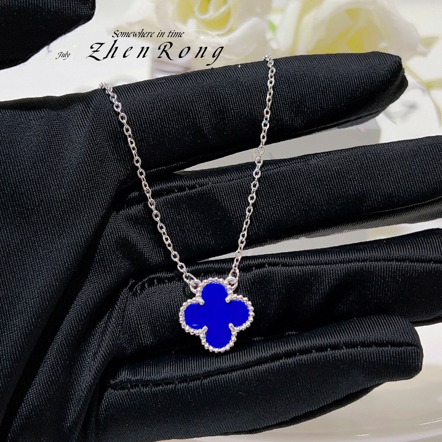 Lucky Clover Pendant Necklace Bracelet Set