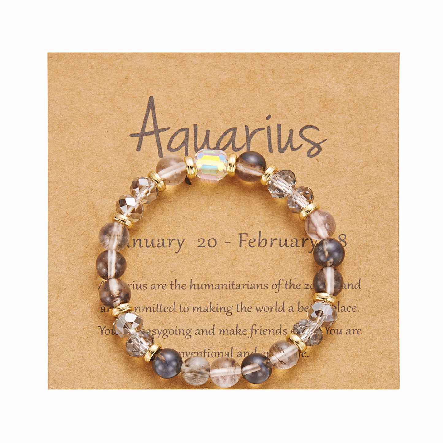 Crystal beaded bracelet featuring the twelve zodiac signs