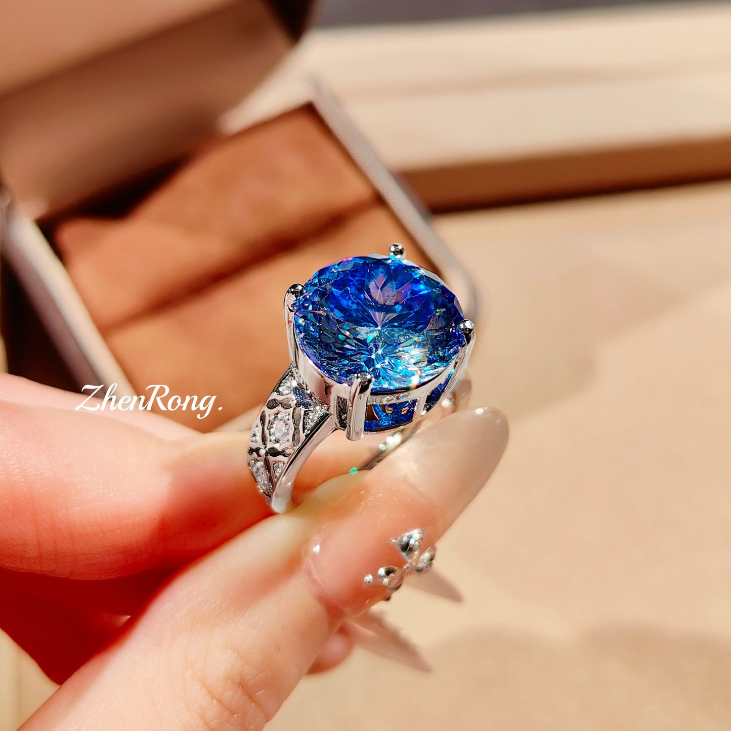 Colorful zircon ring