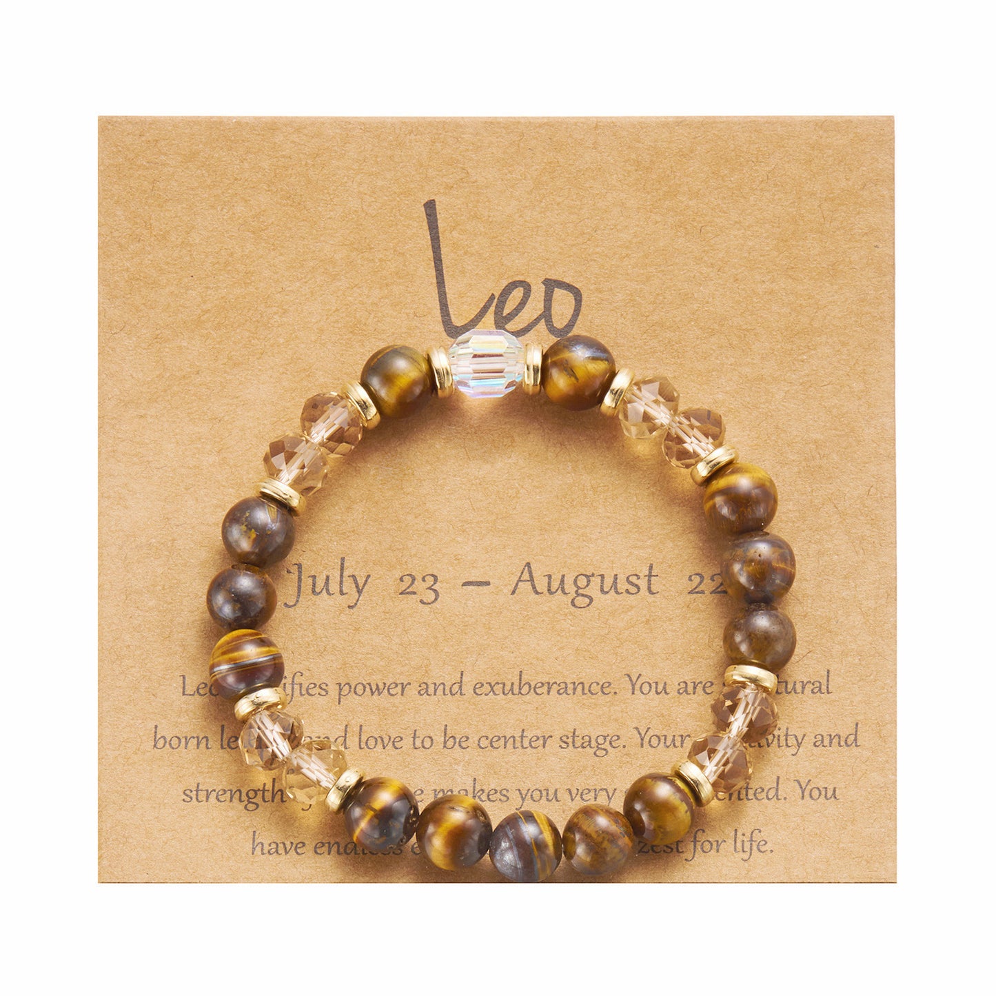 Crystal beaded bracelet featuring the twelve zodiac signs