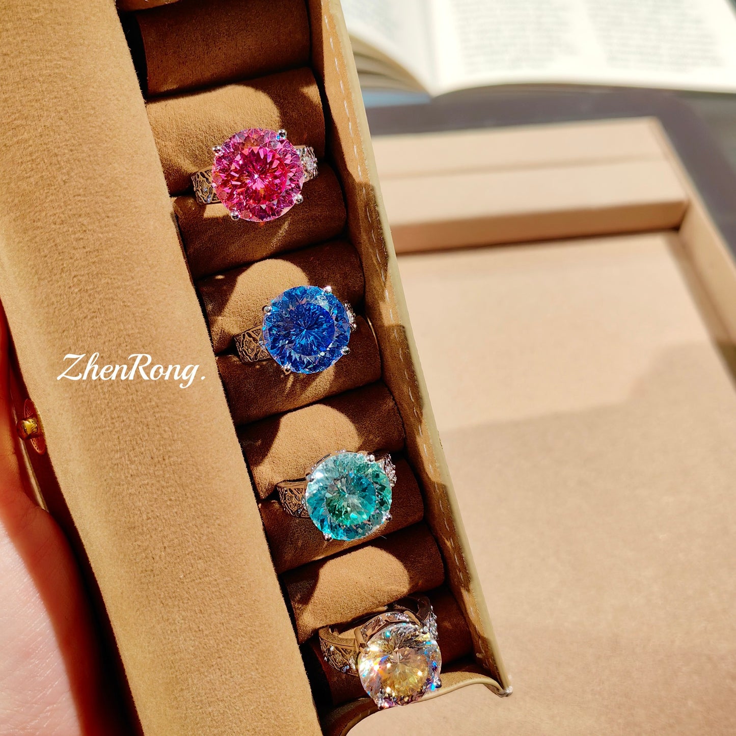 Colorful zircon ring
