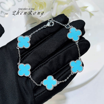 Lucky Clover Pendant Necklace Bracelet Set