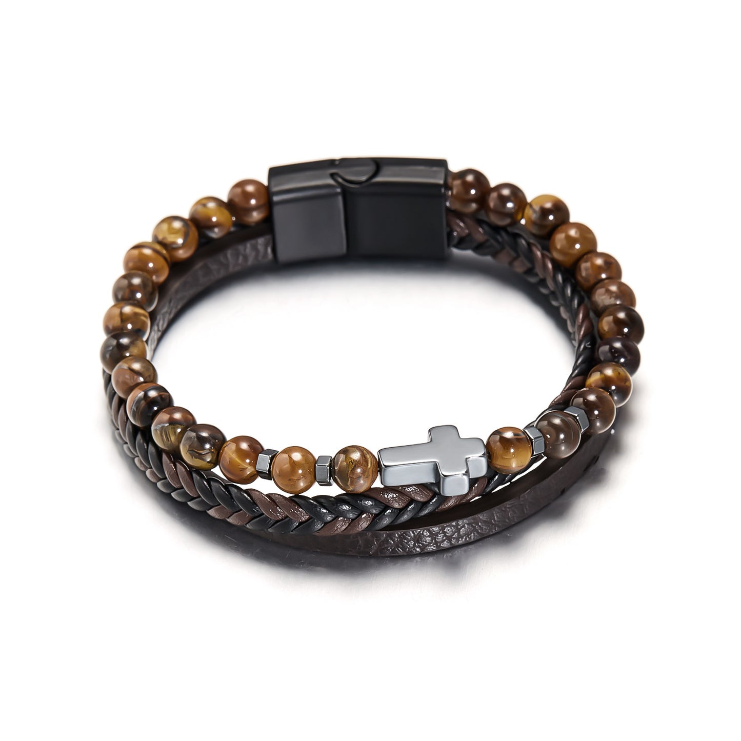 Obsidian multi-layer woven bracelet