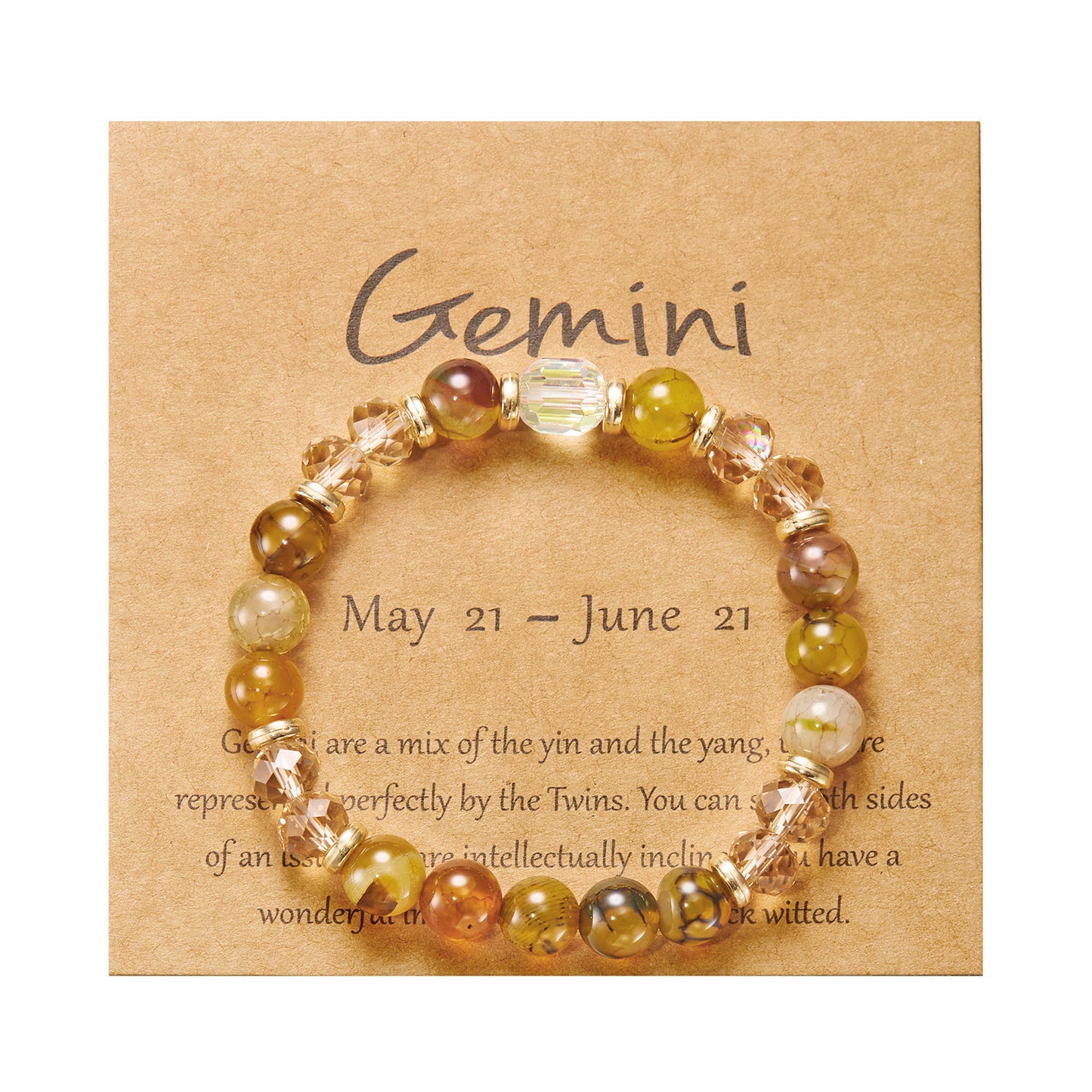 Crystal beaded bracelet featuring the twelve zodiac signs