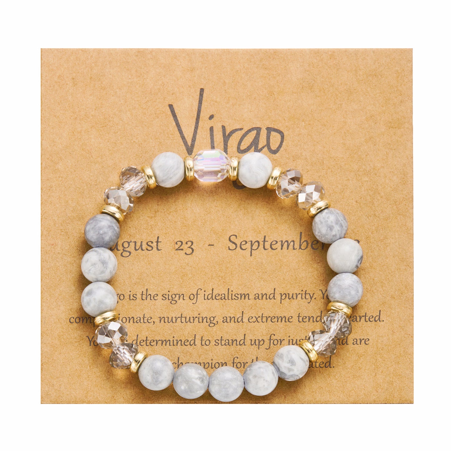 Crystal beaded bracelet featuring the twelve zodiac signs