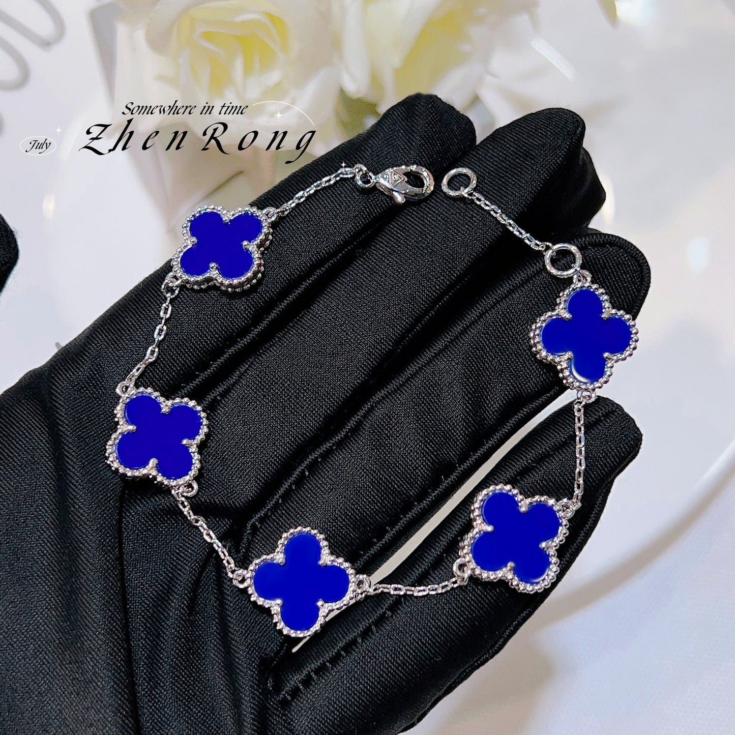 Lucky Clover Pendant Necklace Bracelet Set