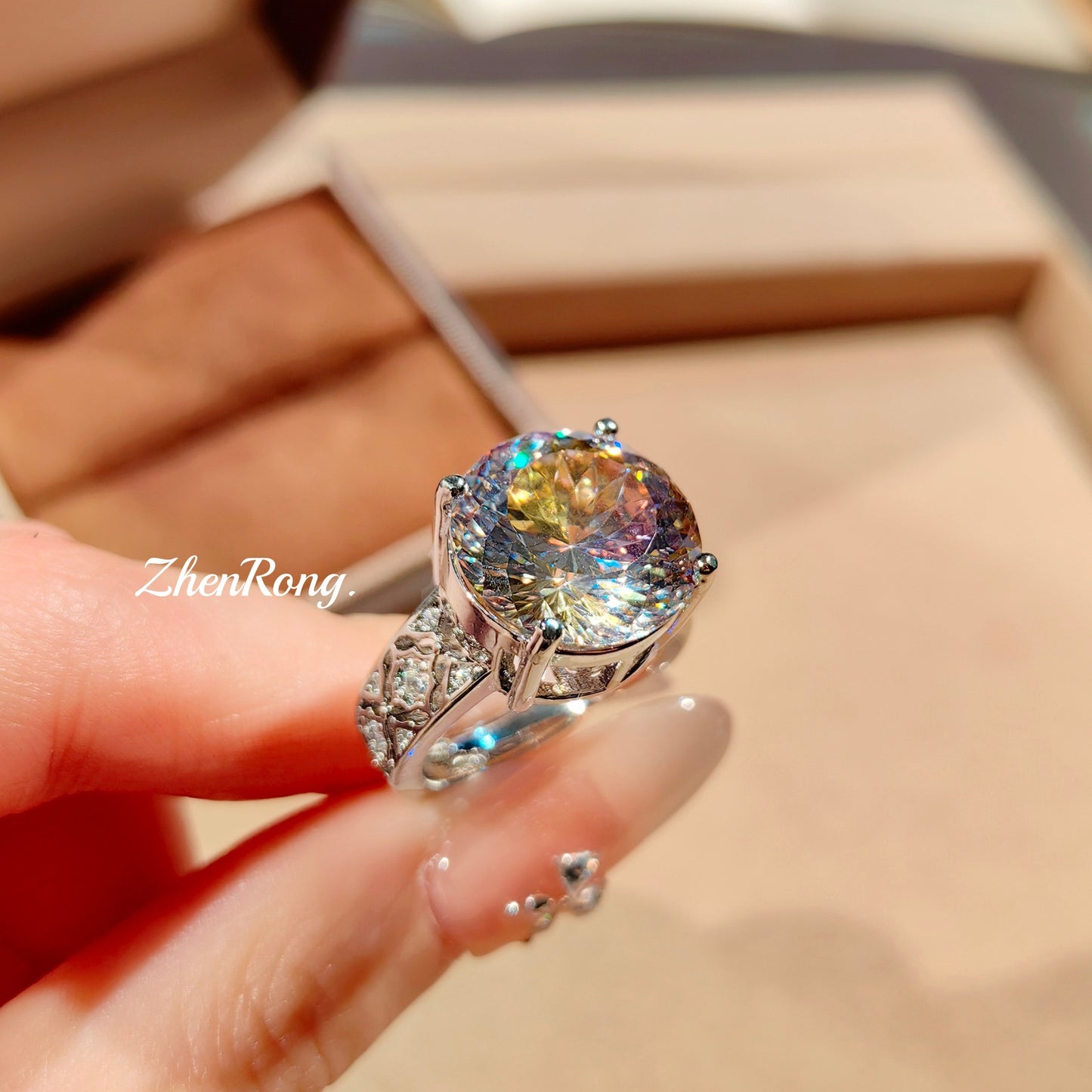 Colorful zircon ring